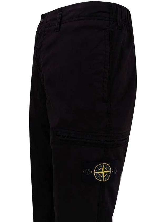 Cotton Canvas Straight Pants Black - STONE ISLAND - BALAAN 5