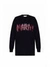 Logo Print Cotton Long Sleeve T-Shirt Black - MARNI - BALAAN 2