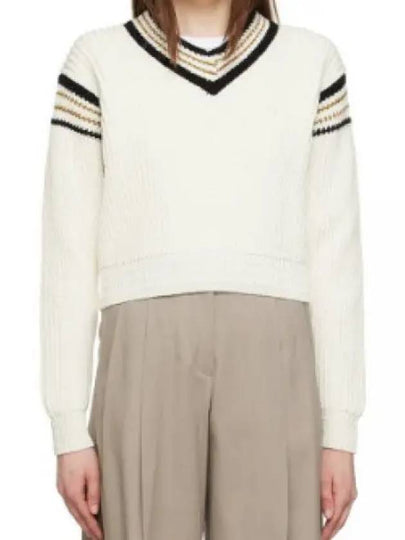 Cotton Basic V-Neck Knit Top White - GOLDEN GOOSE - BALAAN 2