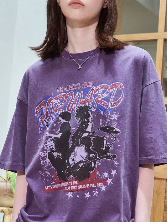 Rock for World Pigment Short Sleeve T Shirt Ash Purple - CPGN STUDIO - BALAAN 2