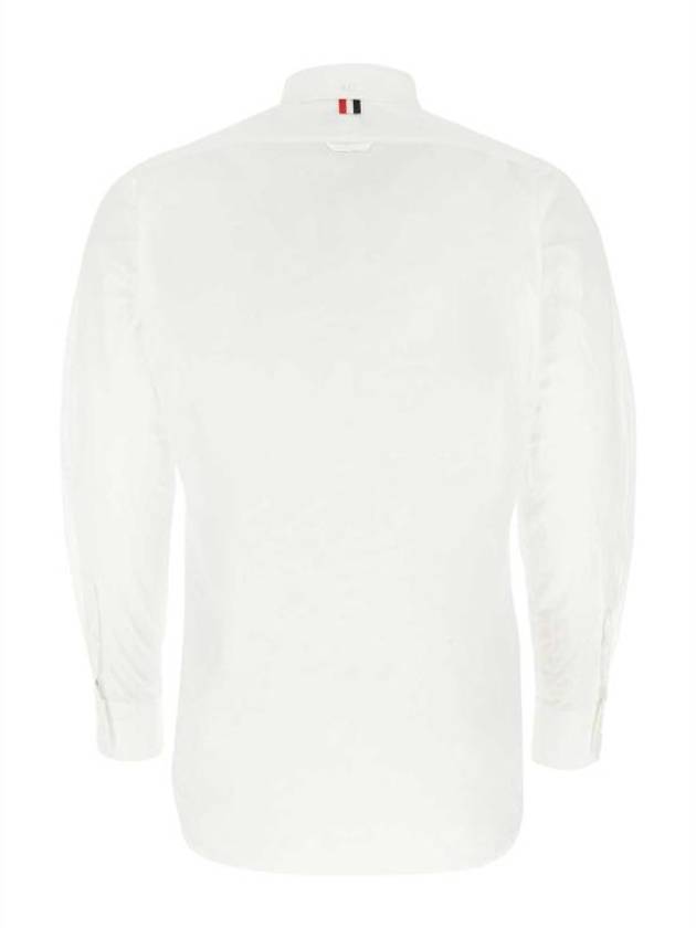 Men's Grosgrain Placket Solid Poplin Long Sleeve Shirt White - THOM BROWNE - BALAAN 3