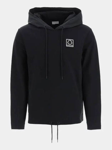 Men s Square Logo Running Hooded Sweatshirt Black 8D00008 899IK 999 - MONCLER - BALAAN 1