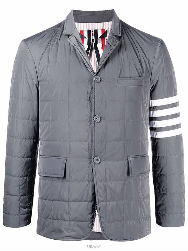 4 Bar Poly Twill Padding Blazer Jacket Grey - THOM BROWNE - BALAAN 2