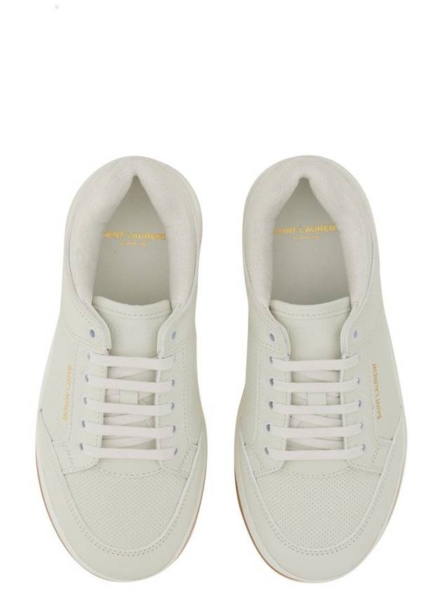 SL 61 Logo Signature Leather Low Top Sneakers White - SAINT LAURENT - BALAAN 12