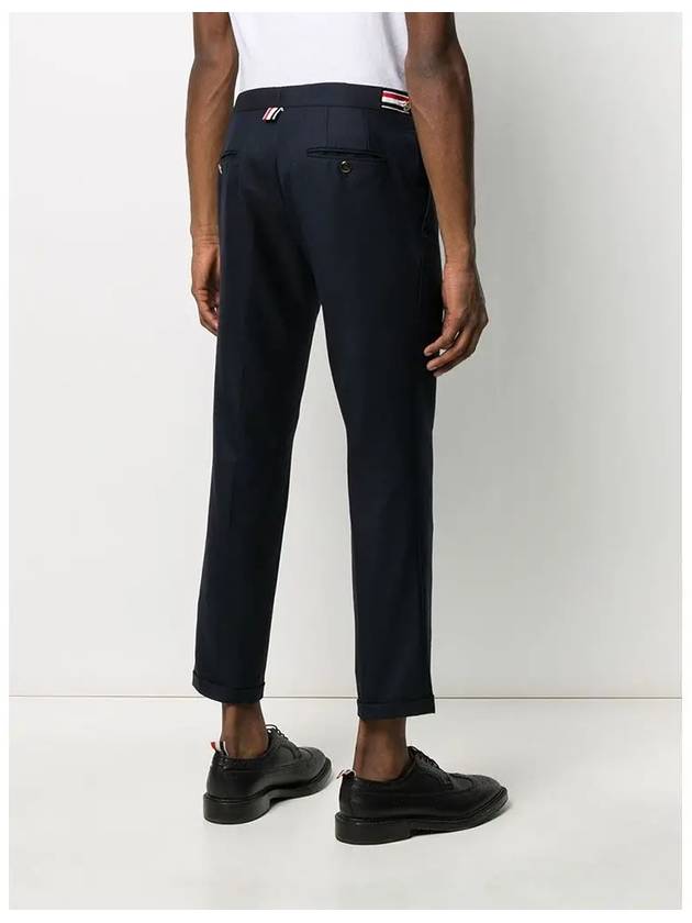 Low Rise Side Tab Wool Slacks Navy - THOM BROWNE - BALAAN 5