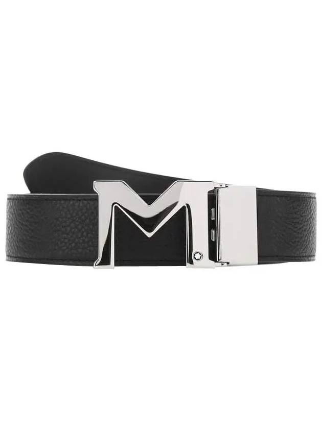 M Buckle Palladium Coated Belt Black - MONTBLANC - BALAAN 2