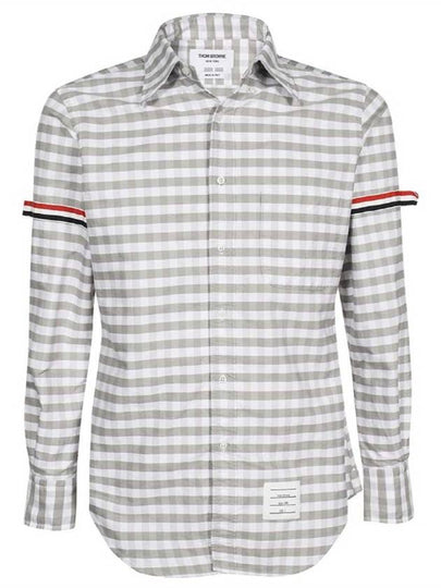 Men's Check Oxford Long Sleeve Shirt Grey - THOM BROWNE - BALAAN 2