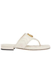 Women's Double G Thong Slippers White - GUCCI - BALAAN 1