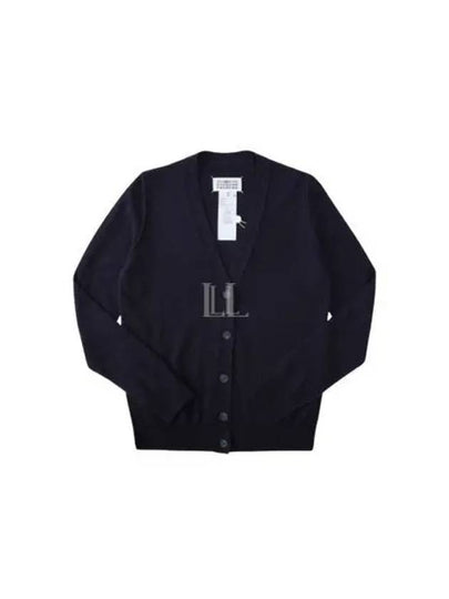 Women's Back Stitch V Neck Cashmere Cardigan Navy - MAISON MARGIELA - BALAAN 2