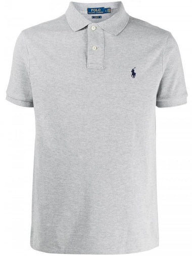 Men's Pony Slim Fit Short Sleeve Polo Shirt Grey - POLO RALPH LAUREN - BALAAN 1