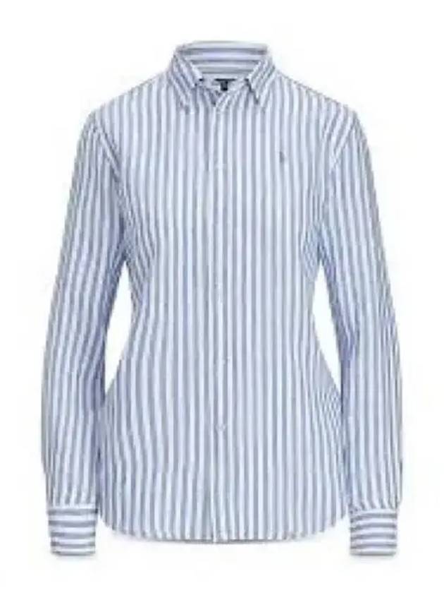 30 Points W Relax Fit Striped Linen Shirt Blue - POLO RALPH LAUREN - BALAAN 1