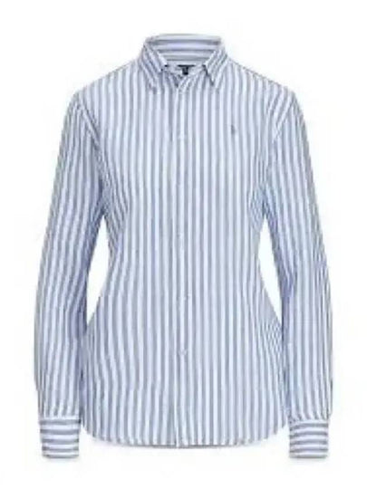 Women's Relaxed Fit Striped Linen Shirt Blue - POLO RALPH LAUREN - BALAAN 2