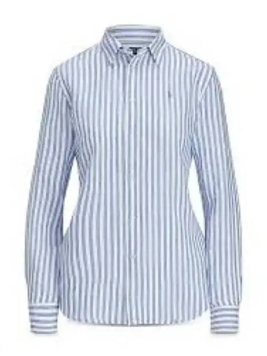 30 Points W Relax Fit Striped Linen Shirt Blue - POLO RALPH LAUREN - BALAAN 2