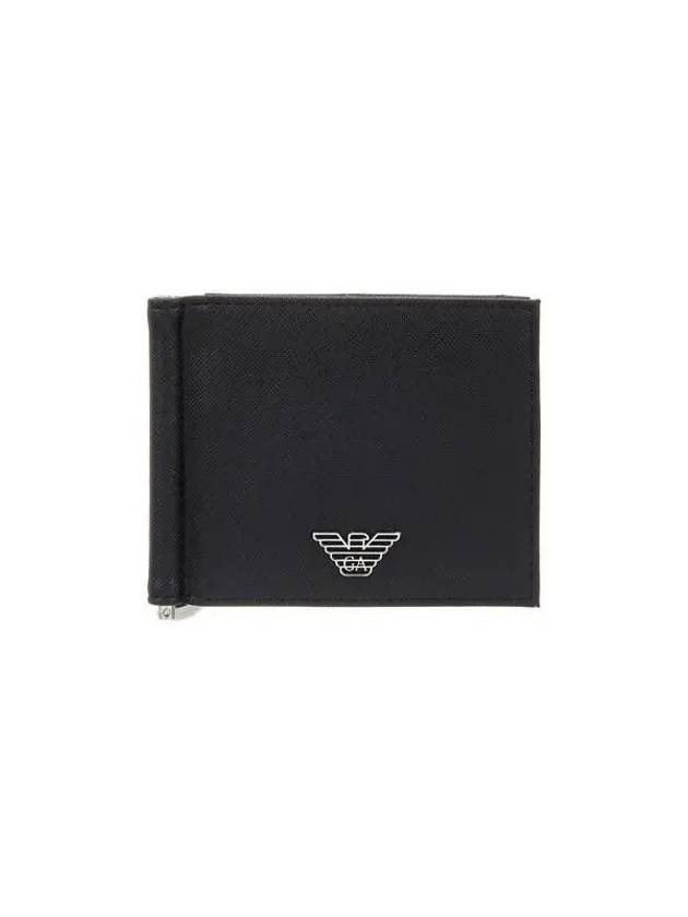 Men s Eagle Logo Saffiano Money Clip Wallet Black - EMPORIO ARMANI - BALAAN 1