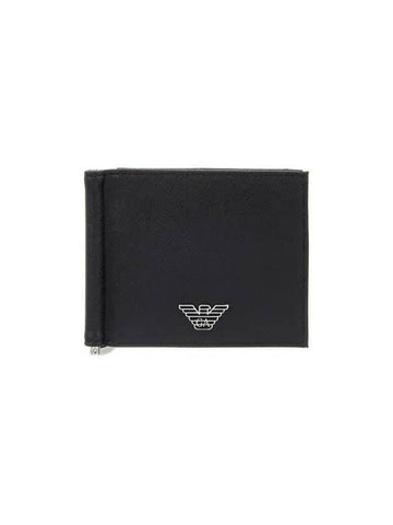 Men s Eagle Logo Saffiano Money Clip Wallet Black - EMPORIO ARMANI - BALAAN 1