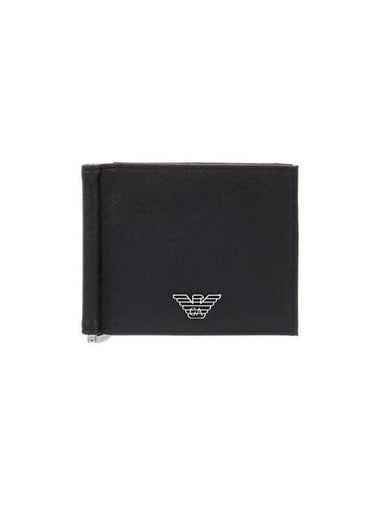 Men s Eagle Logo Saffiano Money Clip Wallet Black - EMPORIO ARMANI - BALAAN 1