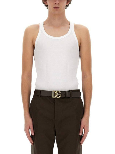 Logo Patch Detail Tank Top Sleeveless White - DOLCE&GABBANA - BALAAN 2