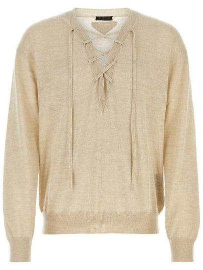 criss cross V-neck knit top beige - PRADA - BALAAN 2