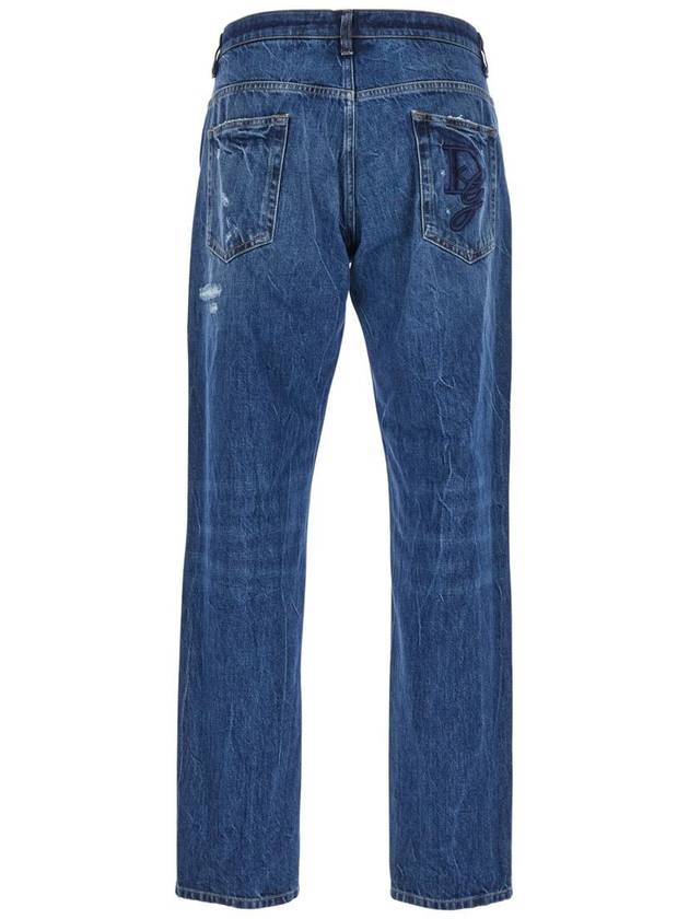 Blue Jeans With Rear Logo Detail In Denim Man - DOLCE&GABBANA - BALAAN 2