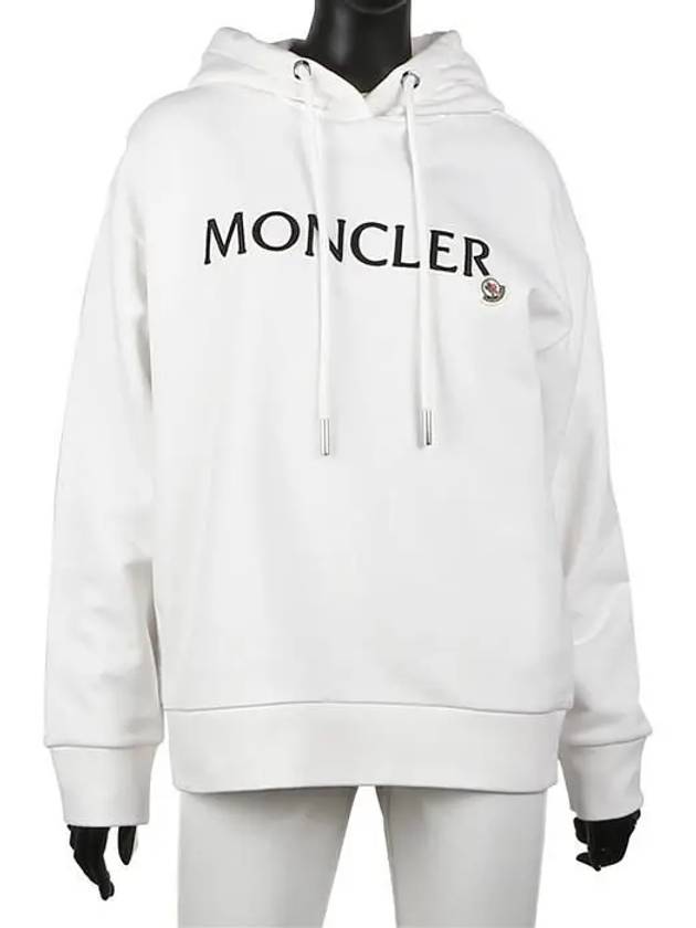 Embroidered Logo Lettering Cotton Hoodie Off White - MONCLER - BALAAN 2