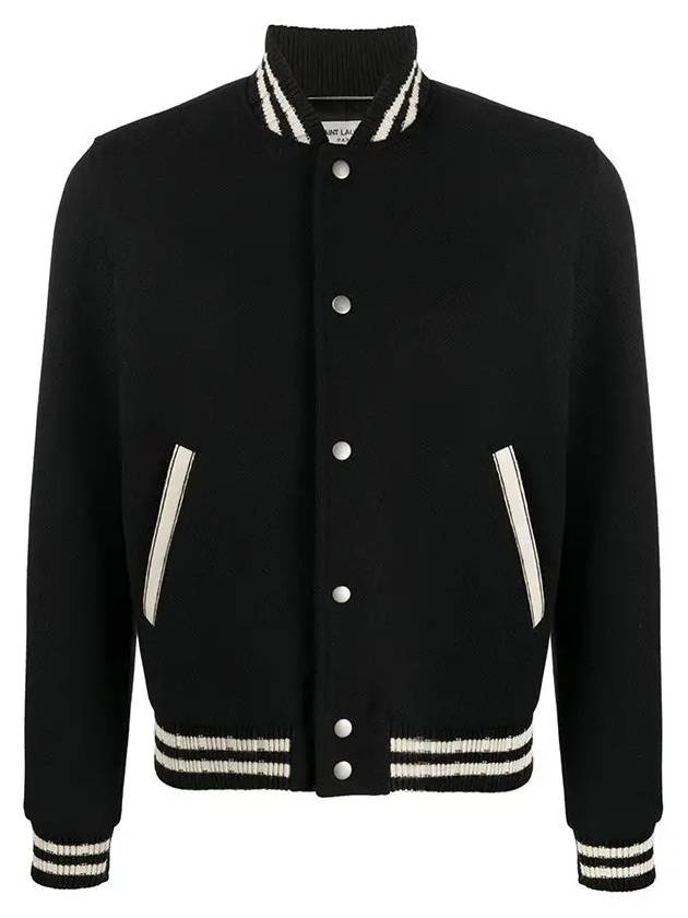 Teddy Wool Bomber Jacket  Black - SAINT LAURENT - BALAAN 3