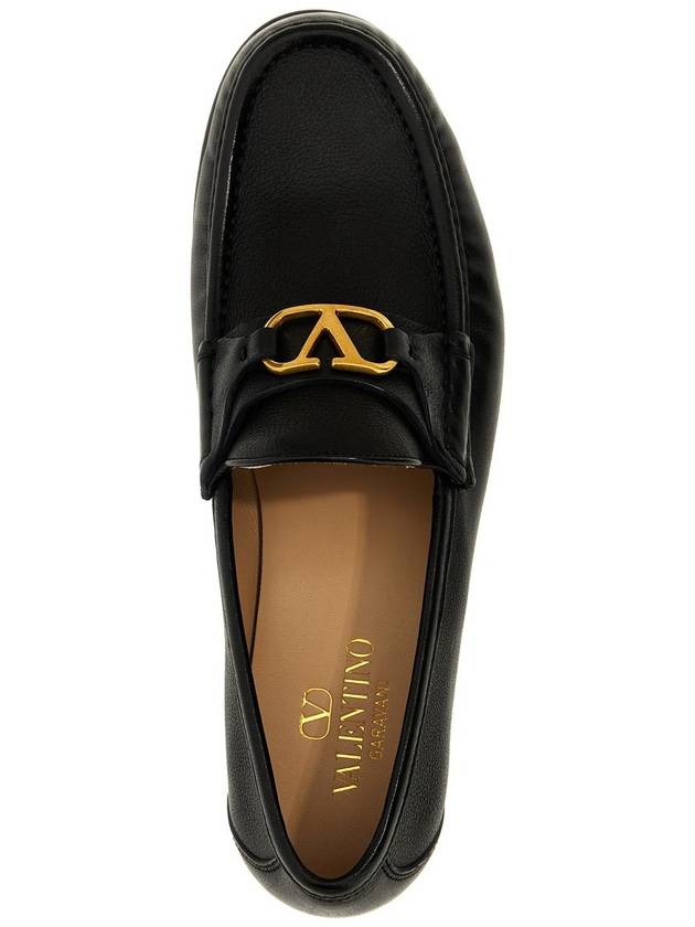 Garavani V logo signature leather loafers black - VALENTINO - BALAAN 5