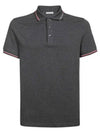 Logo Patch Short Sleeve Polo Shirt Melange Grey - MONCLER - BALAAN 2