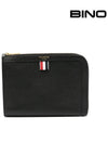 Mini Pebble Leather Gusset Clutch Bag Black - THOM BROWNE - BALAAN 2