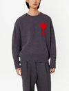 Big Heart Logo Wool Knit Top Grey - AMI - BALAAN 3