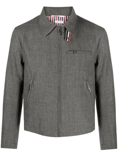 Crispy Wool Golf Zip-Up Jacket Grey - THOM BROWNE - BALAAN 1