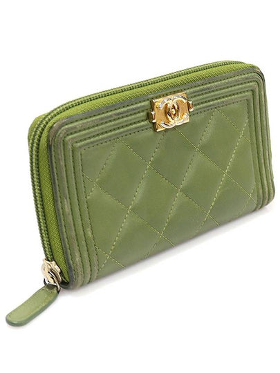 A80566 Khaki Lambskin Gold Boy Zipper Medium Wallet 22nd - CHANEL - BALAAN 2