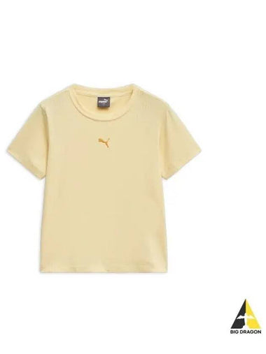 Bias cut rib knit short sleeve t shirt chamomile 940637 03 - PUMA - BALAAN 1