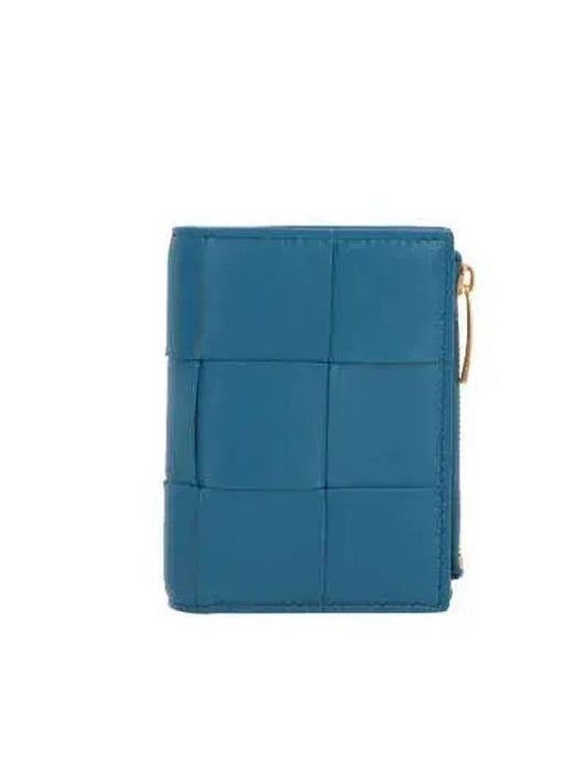 Cassette Zipper Bifold Half Wallet Blue - BOTTEGA VENETA - BALAAN 1