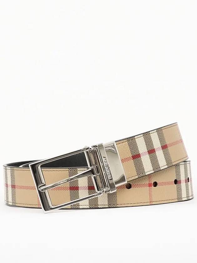 Vintage Check Pattern Leather Belt Beige - BURBERRY - BALAAN 4
