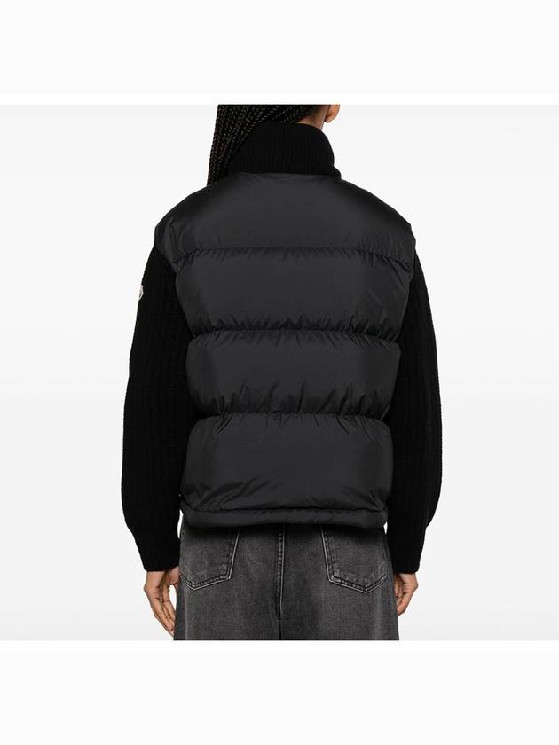 Padded Wool Cardigan Black - MONCLER - BALAAN 4