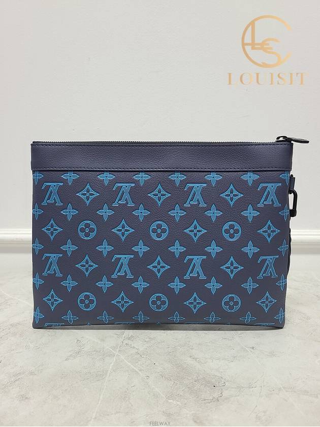 Used luxury goods Lewis It River Blue Monogram Pochette Togo Clutch Bag - LOUIS VUITTON - BALAAN 6