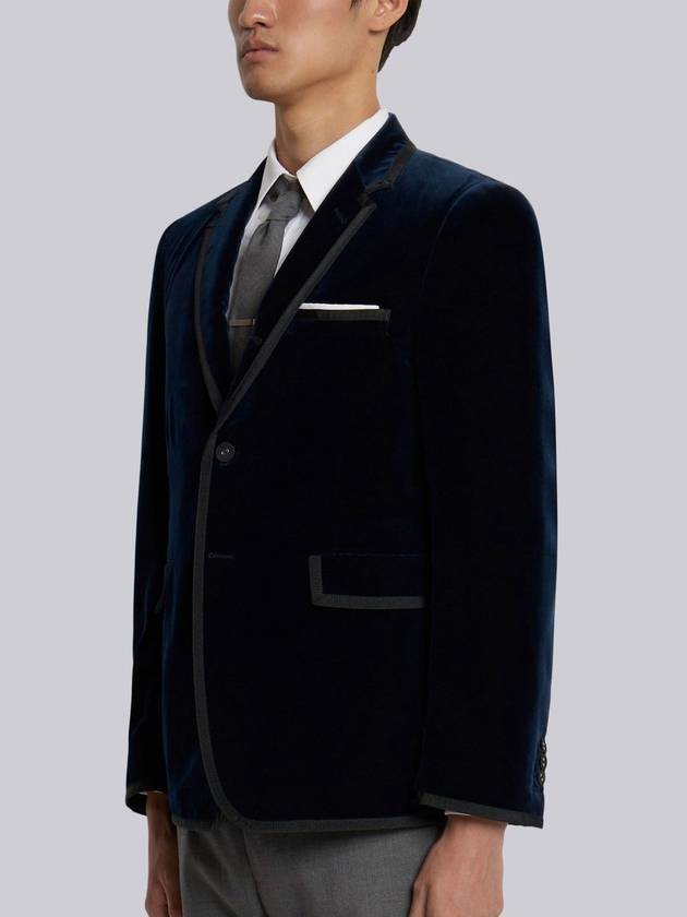 Men's Cotton Velvet Tip Classic Jacket Navy - THOM BROWNE - BALAAN.