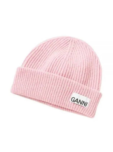 WOOL RIB KNIT BEANIE A6057 395 - GANNI - BALAAN 1