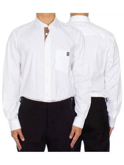 Men's Monogram Logo Long Sleeve Shirt White - BURBERRY - BALAAN 2