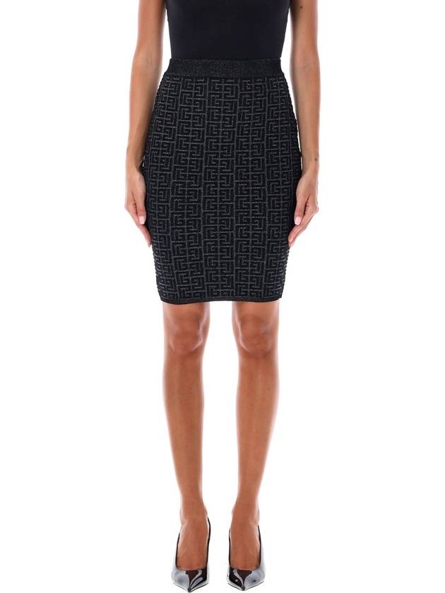 PB Labyrinth Knit Pencil Skirt Black - BALMAIN - BALAAN 2