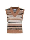 Striped Soft Wool Knit Vest Brown - GANNI - BALAAN 2