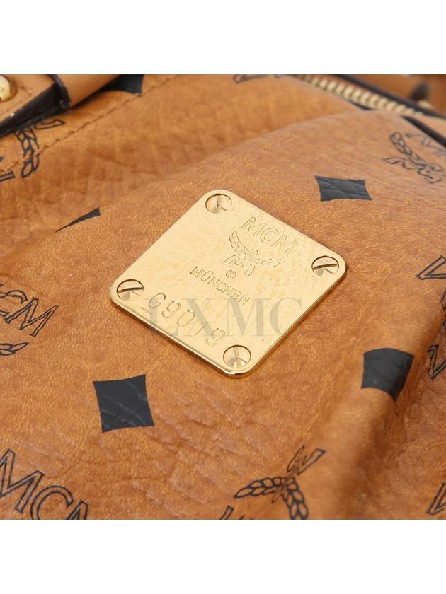 MCM Visetos Camel Round Boston Bag Tote - MCM - BALAAN 6