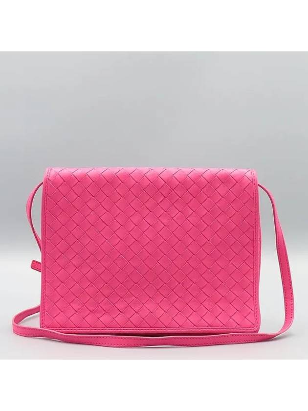 570183 Pink leather intrecciato flap cross bag - BOTTEGA VENETA - BALAAN 2