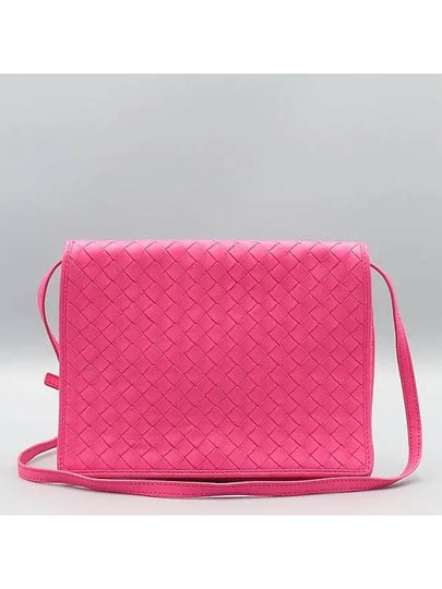 570183 Pink leather intrecciato flap cross bag - BOTTEGA VENETA - BALAAN 2