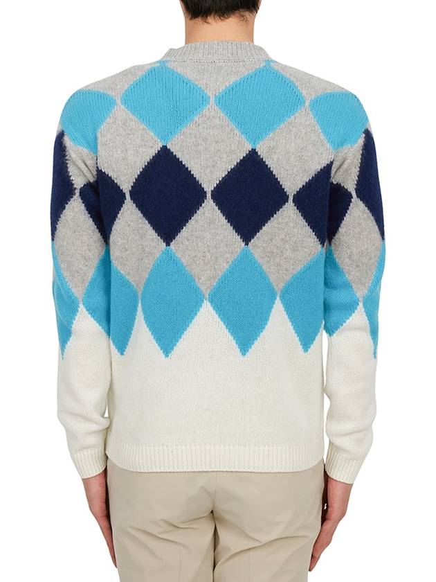 Argyle Wool Cashmere Knit Top Grey Blue - MONCLER - BALAAN 5