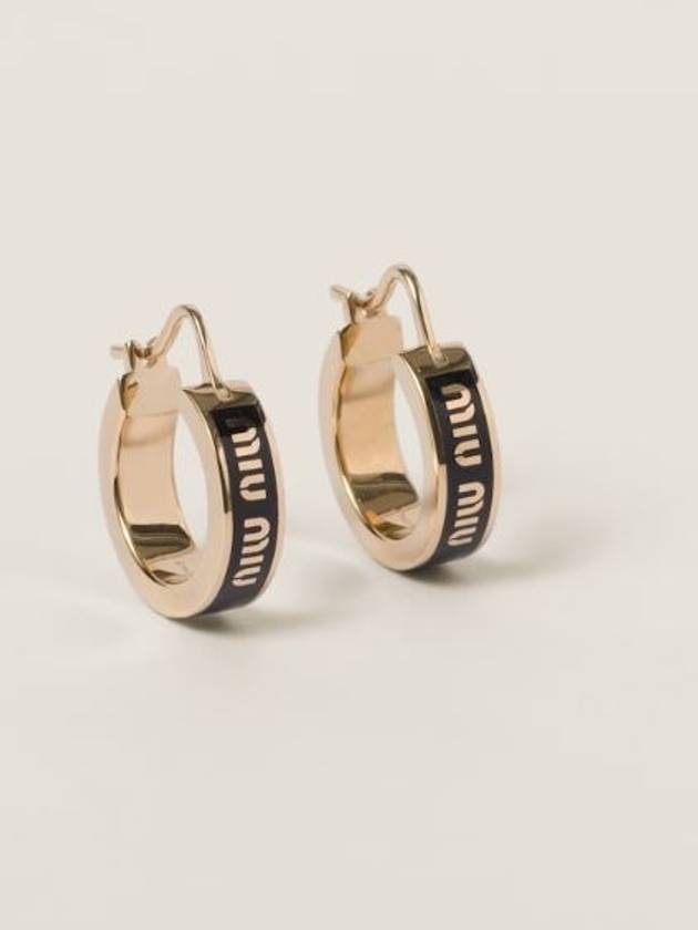 Logo Enameled Metal Earrings  Black - MIU MIU - BALAAN 2