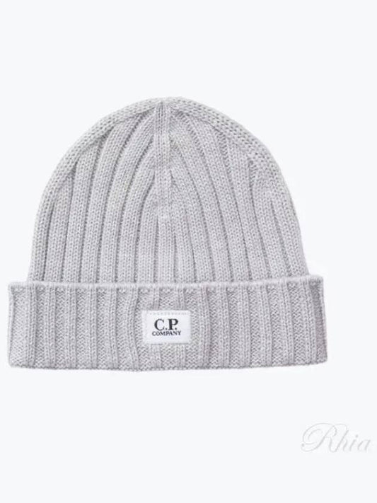 Extra Fine Merino Wool Logo Beanie Grey - CP COMPANY - BALAAN 2