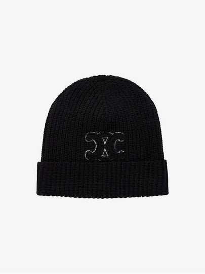 Triomphe Logo Beanie Black - CELINE - BALAAN 2