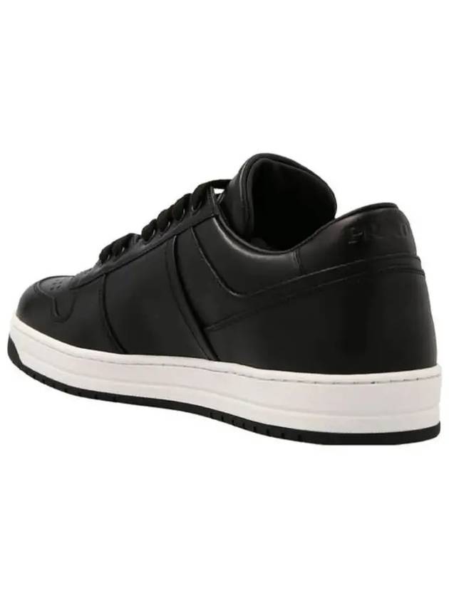 Downtown Triangle Logo Leather Low Top Sneakers Black - PRADA - BALAAN 4