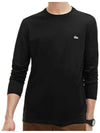 Pima Crew Neck Cotton Long Sleeve T-shirt Black - LACOSTE - BALAAN 3